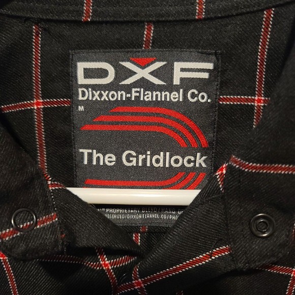 Dixxon DXF Flannel Gridlock Snap Button Long Sleeve Shirt Black Red Mens Sz M - Picture 9 of 16